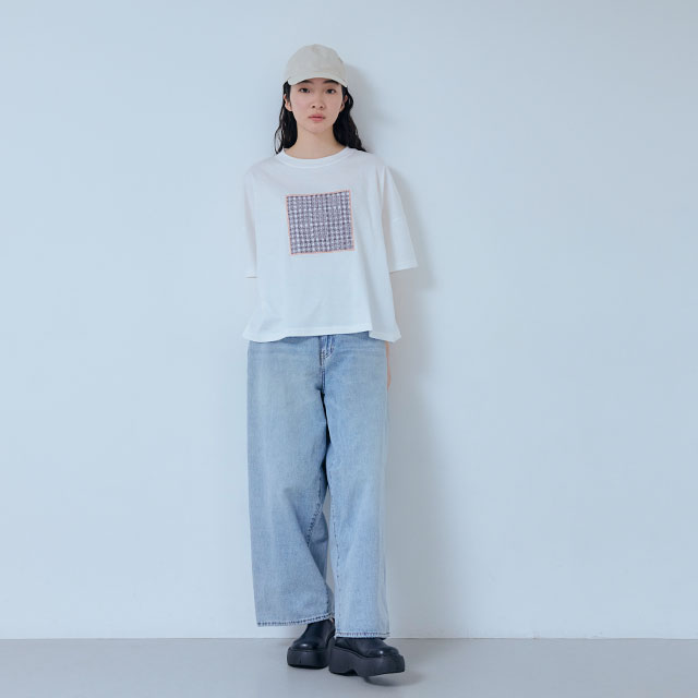 布ぬのTシャツ　ワイド　オパールマス紋