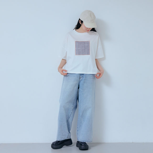 布ぬのTシャツ　ワイド　オパールマス紋