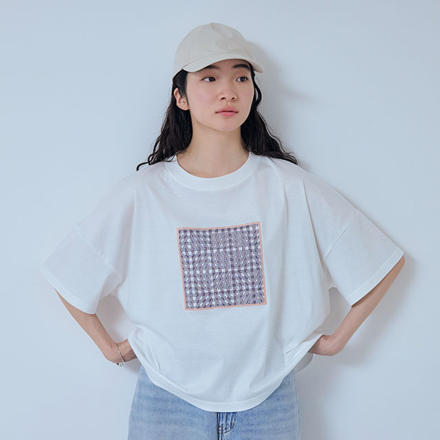 布ぬのTシャツ　ワイド　オパールマス紋