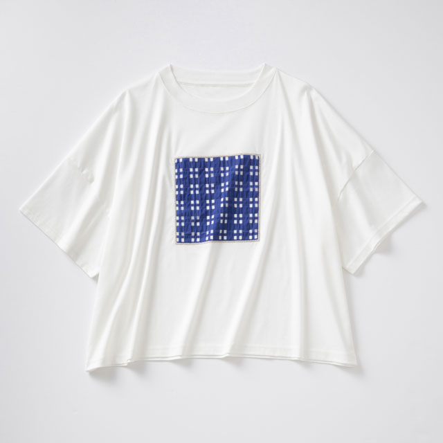 布ぬのTシャツ　ワイド　オーガンジー格子