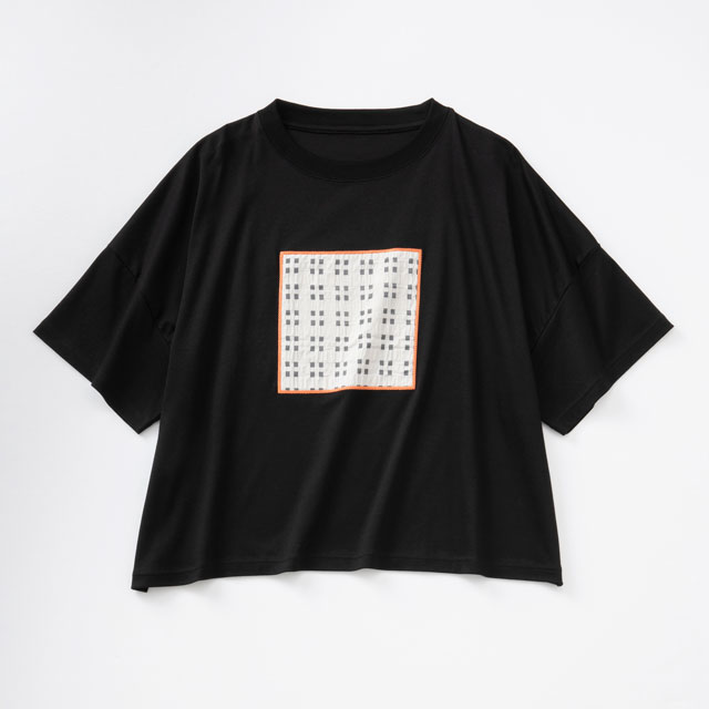 布ぬのTシャツ　ワイド　オーガンジー格子