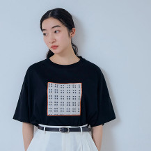 布ぬのTシャツ　ワイド　オーガンジー格子
