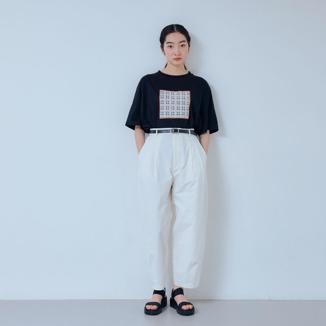 布ぬのTシャツ　ワイド　オーガンジー格子