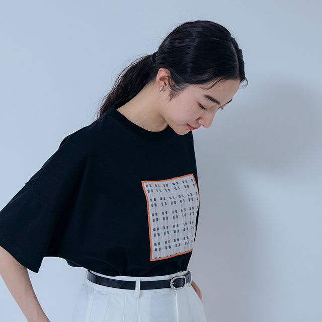 布ぬのTシャツ　ワイド　オーガンジー格子
