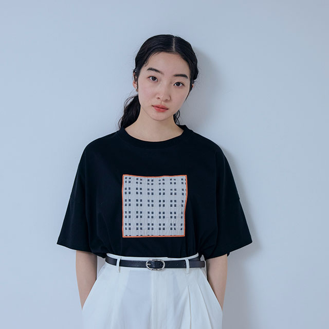 布ぬのTシャツ　ワイド　オーガンジー格子