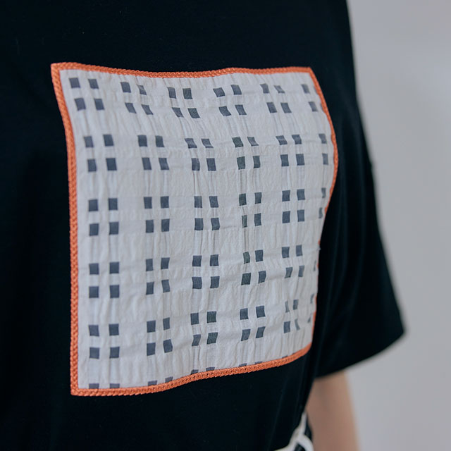 布ぬのTシャツ　ワイド　オーガンジー格子