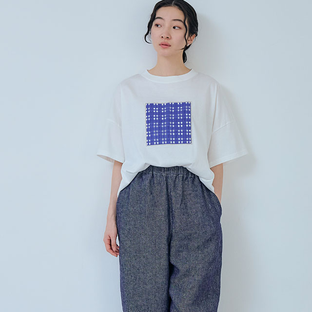 布ぬのTシャツ　ワイド　オーガンジー格子