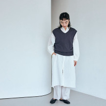 綿麻のニットベスト