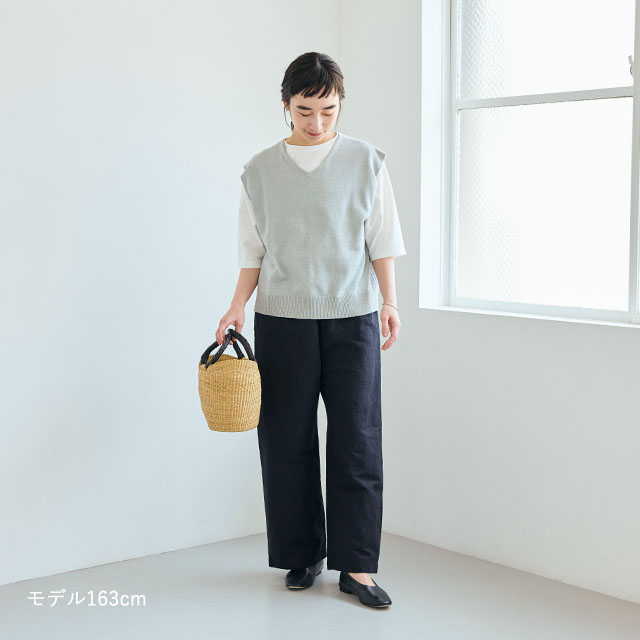 綿麻のニットベスト