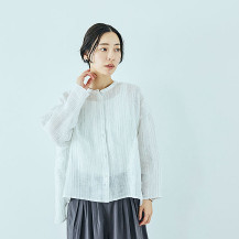 麻の縞　ブラウス