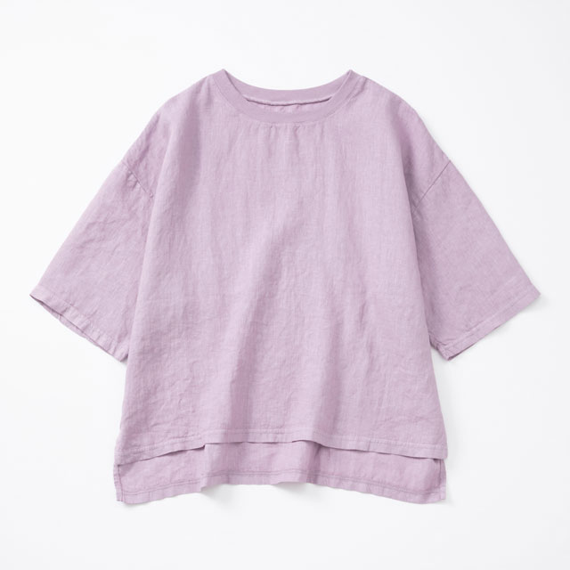 麻布Tシャツ ワイド 薄紫