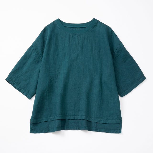麻布Tシャツ ワイド 深緑
