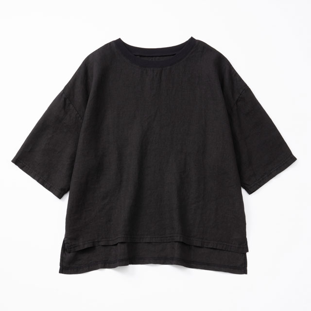 麻布Tシャツ ワイド 黒