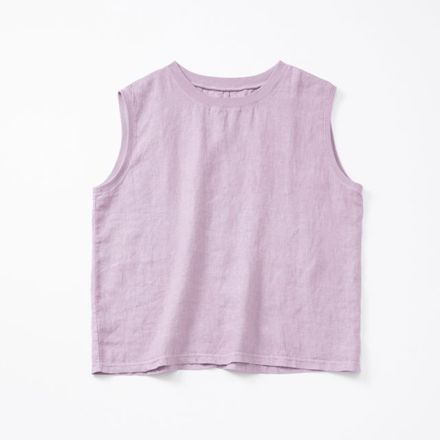 麻布Tシャツタンクトップ 薄紫