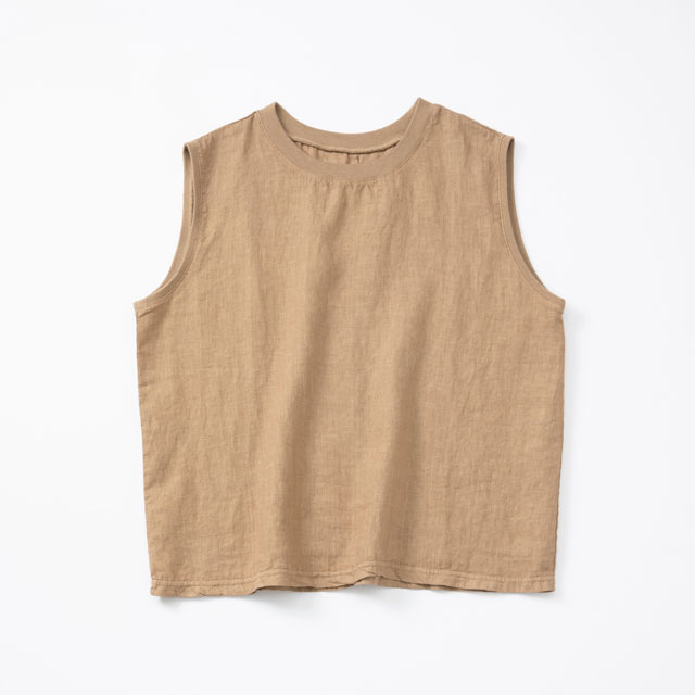 麻布Tシャツタンクトップ 薄茶