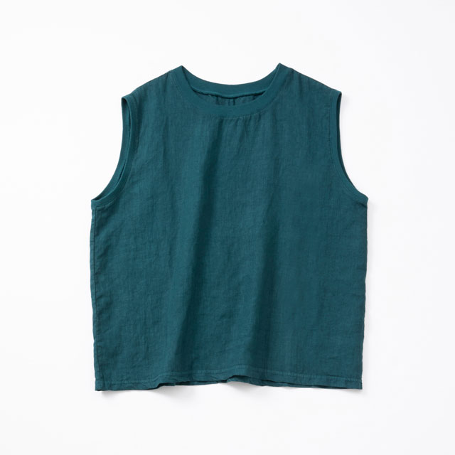 麻布Tシャツタンクトップ 深緑