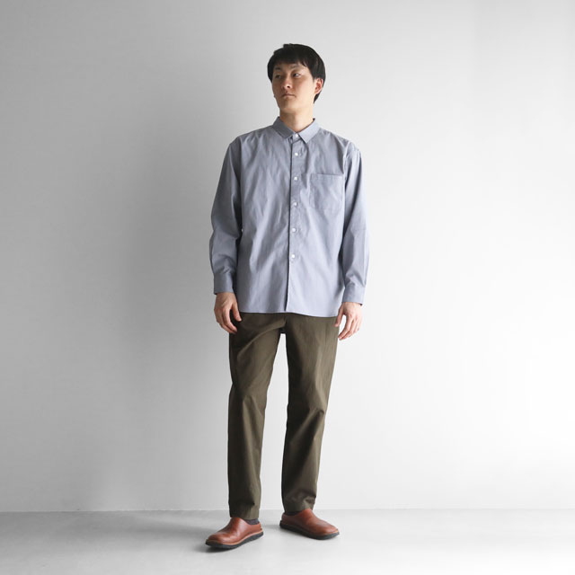 オーガニックコットンライトオックスビッグシャツ スチールグレー F
