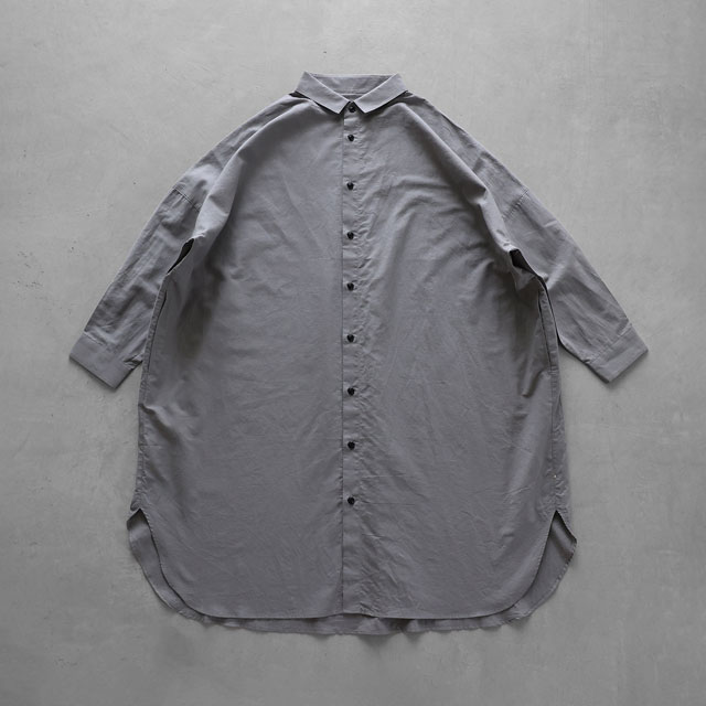 コットンリネンロングシャツ ブラック F