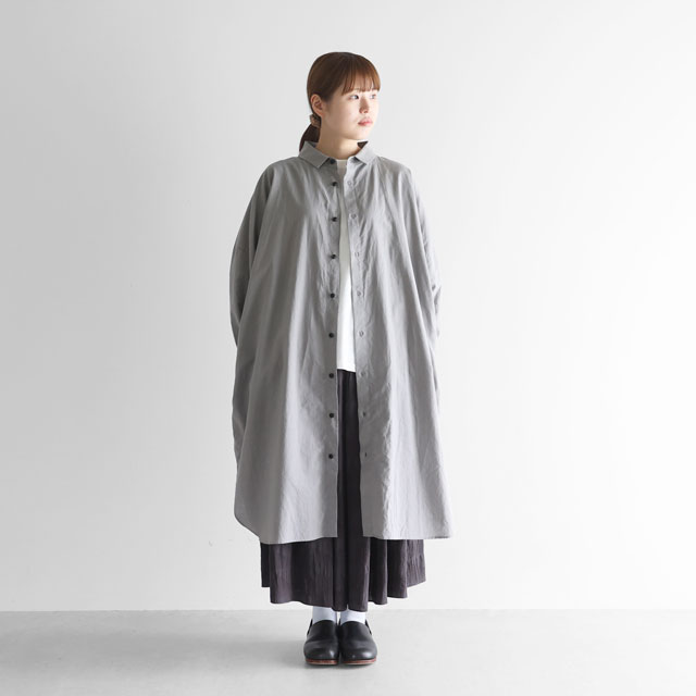 コットンリネンロングシャツ ブラック F