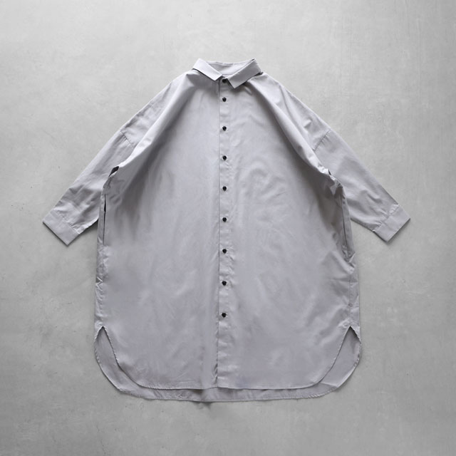 ギザコットンブロードロングシャツ　シルバーグレー	F
