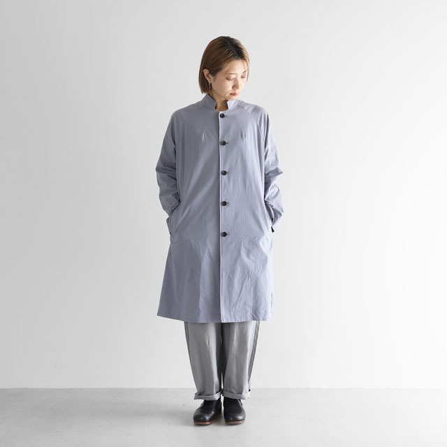オーガニックコットンライトオックスアトリエコート スチールグレー F