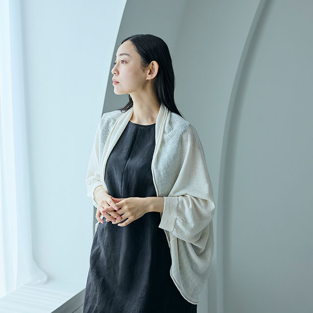 【WEB限定】	サイズフリーの麻の羽織り　すかし編