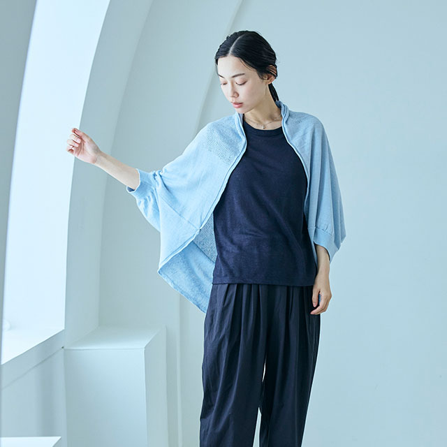 【WEB限定】	サイズフリーの麻の羽織り　すかし編