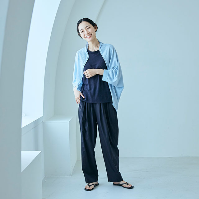 【WEB限定】	サイズフリーの麻の羽織り　すかし編