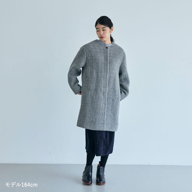 ウールアルパカのワッフル織コート