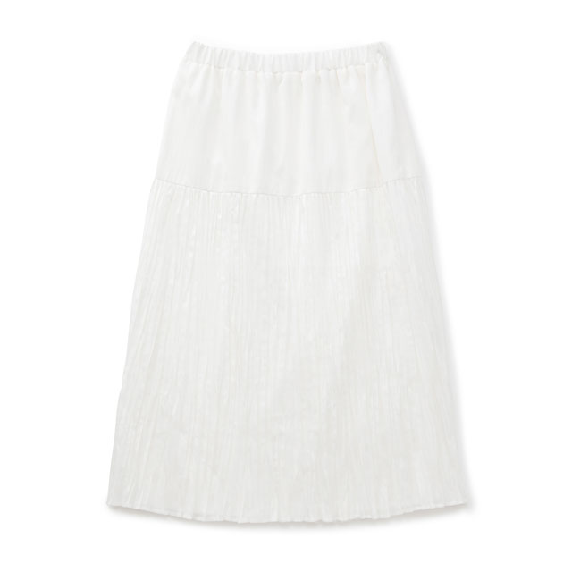 綿サテンのプリーツスカート　白