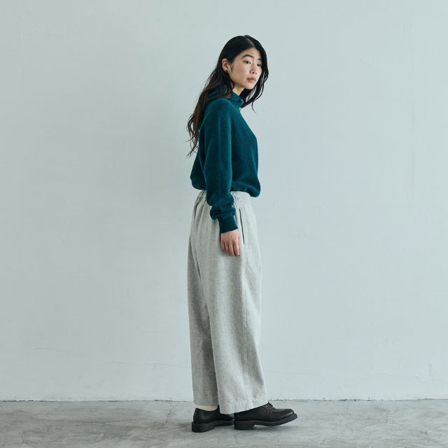 綿ウールデニムのワイドパンツ