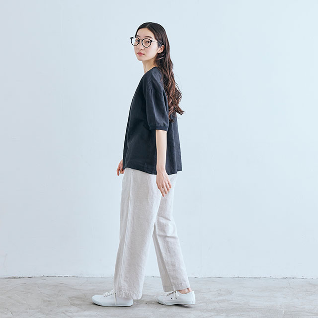 播州織の高密度ワイドパンツ