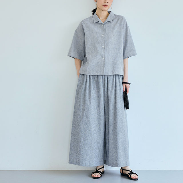 綿麻のちりめん織 ロングキュロット