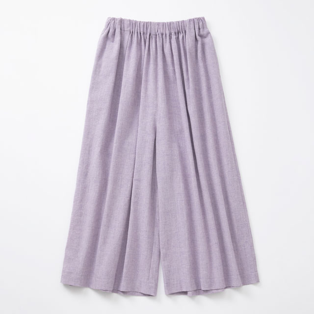 綿麻のちりめん織　ロングキュロット
