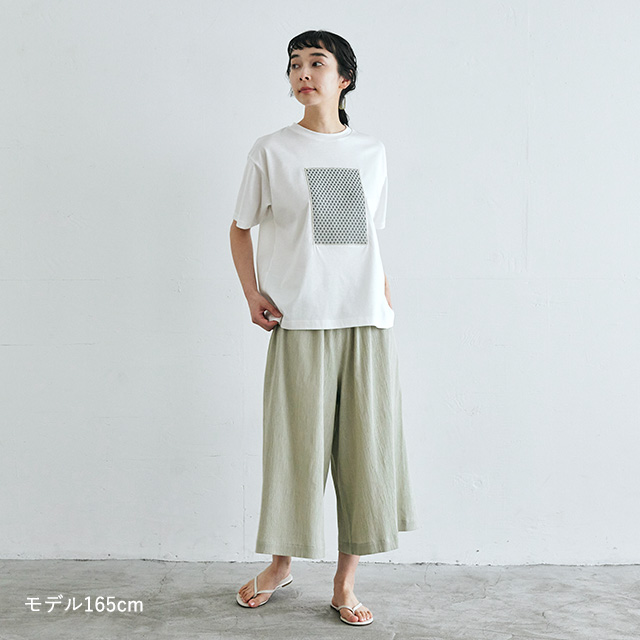 【WEB限定】高島ちぢみのキュロットパンツ　薄緑