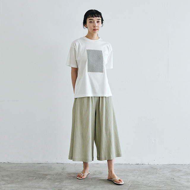 【WEB限定】高島ちぢみのキュロットパンツ　薄緑