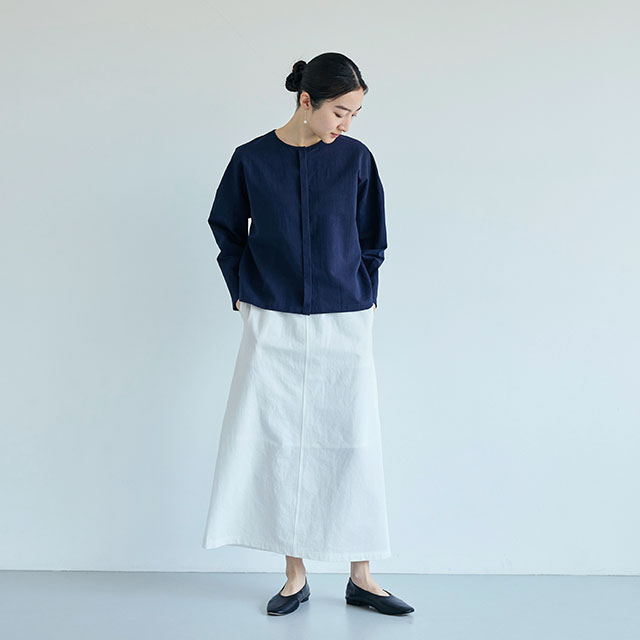 綿麻の畝織 スカート