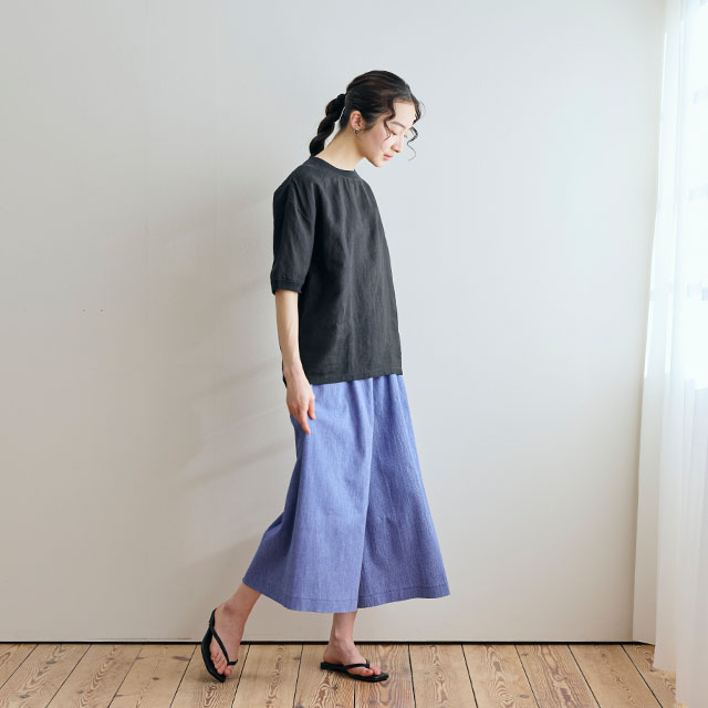高島ちぢみのキュロットパンツ