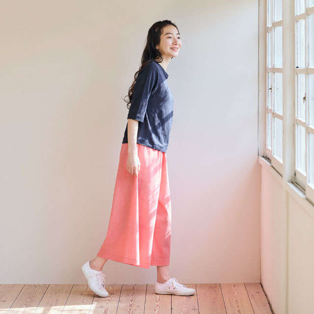 高島ちぢみのキュロットパンツ