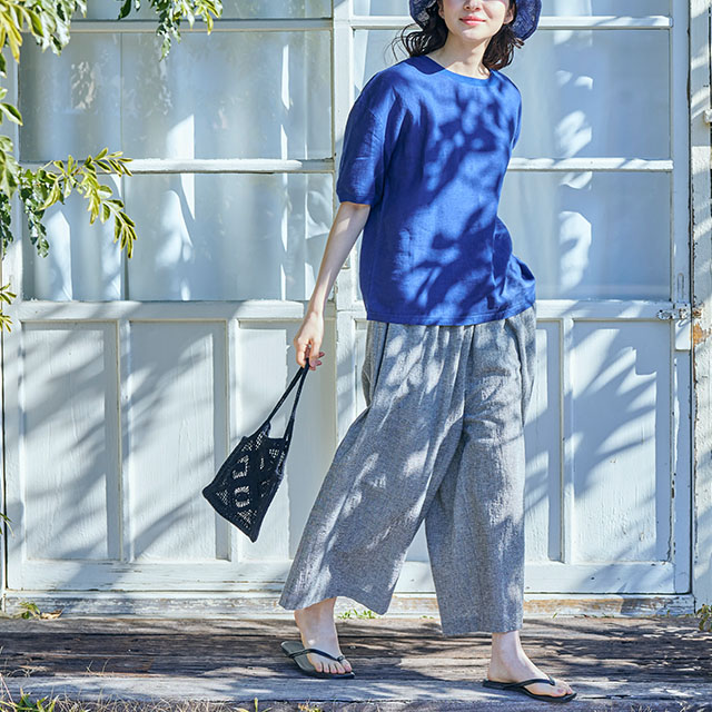 高島ちぢみのキュロットパンツ