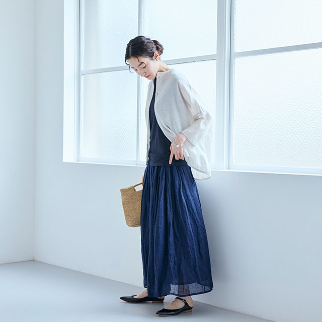 麻のかや織 ギャザースカート｜衣料品｜中川政七商店 公式サイト