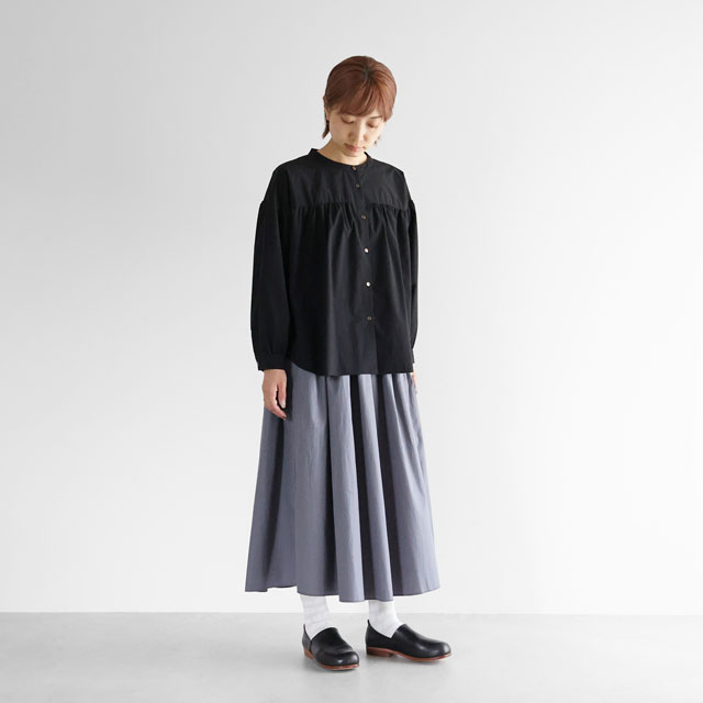 ギザコットンブロードロングスカート ダークネイビー F