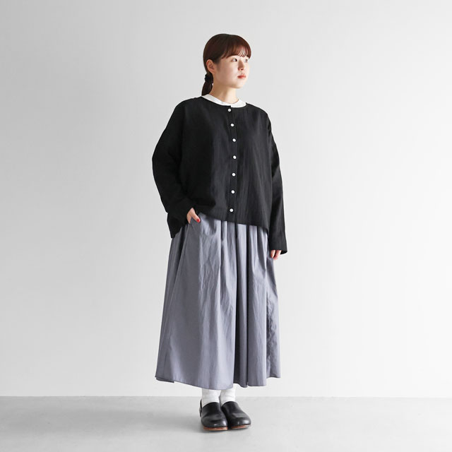 ギザコットンブロードロングスカート ダークネイビー F