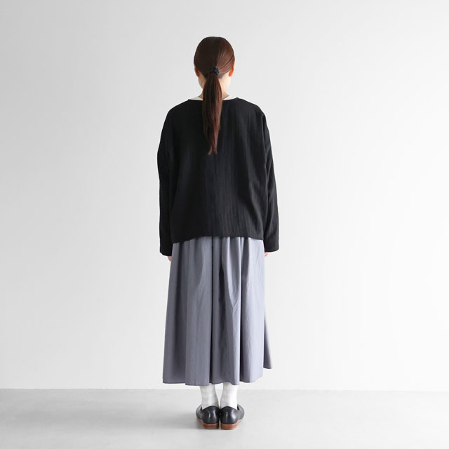 ギザコットンブロードロングスカート ダークネイビー F