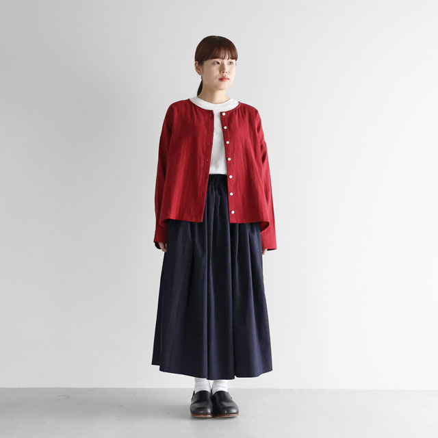 ギザコットンブロードロングスカート ダークネイビー F