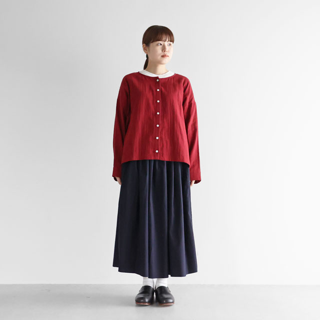 ギザコットンブロードロングスカート ダークネイビー F