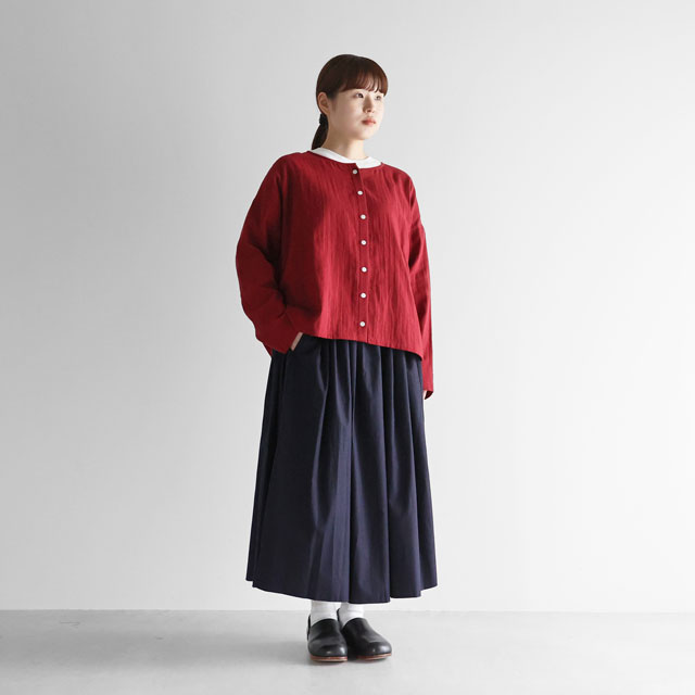 ギザコットンブロードロングスカート ダークネイビー F