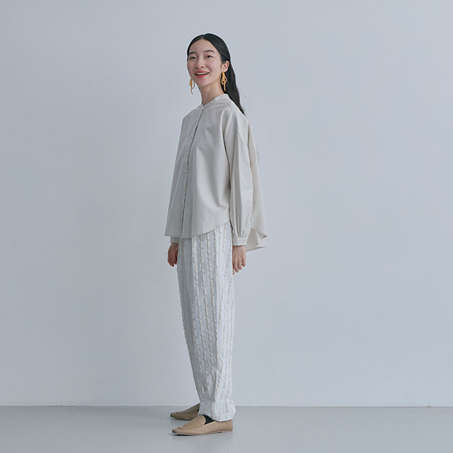 布ぬのパンツ　テーパード　アルパカストライプ