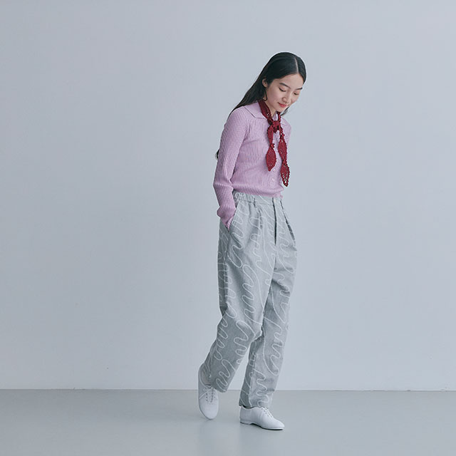 羽モール刺繍	グレー