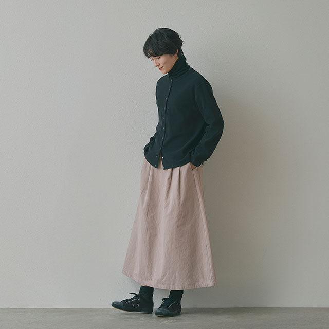 高密度コットンのAラインスカート